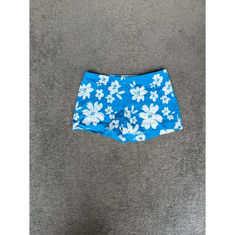 Express Stretch Blue White Tropical Floral Shorts Size 1/2 Y2K Retro Summer